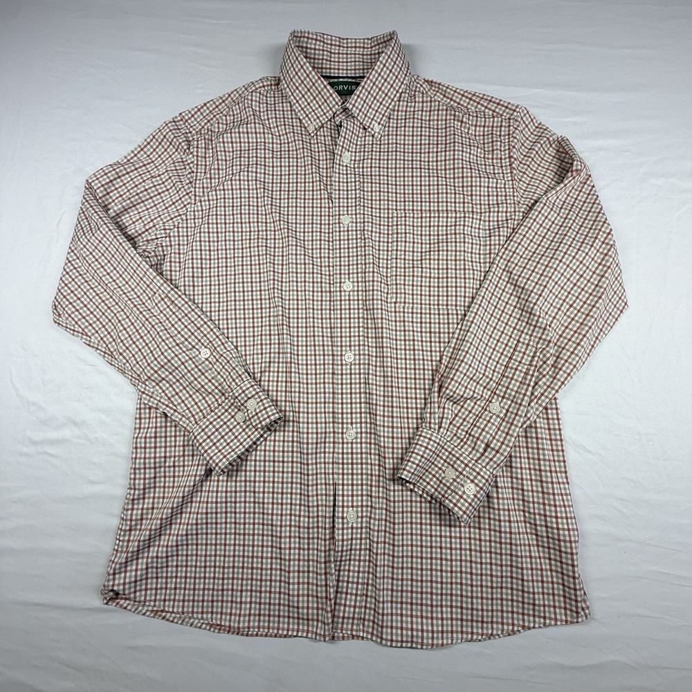 Orvis Active Fit Plaid Button Down Shirt Mens XL Long Sleeve Multicolor Nylon